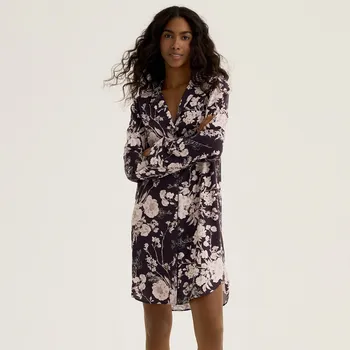 Dámské noční prádlo Reserved - Vzorovaná noční košile - tmavě fialová - 931EX-49X - 931EX-49X-S