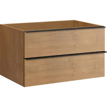 Koupelnový nábytek CERANO - Koupelnová skříňka pod umyvadlo s úchytkou Velora - dub medový, černá úchytka - 99x53x46 cm
