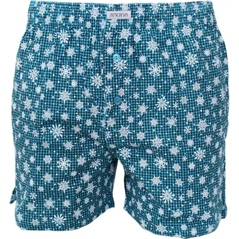 Pánské spodní prádlo Andrie bavlněné trenky se zimním motivem PS 5846 tyrkys velikost L-50/52