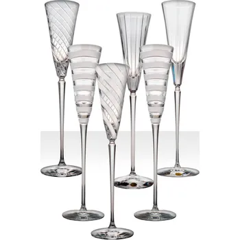 Sklenice Mix broušených sklenic na šampaňské, Glamour Crystal, 160 ml, 6 ks
