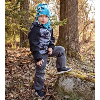 Chlapecká bunda Kocour Mourek Bunda softshellová MASKÁČ s fleecem Velikost 146/152