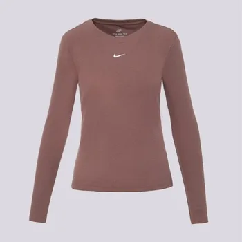 Nike Tričko Ls Tee Rib Tight W Nsw Hnědá Xs