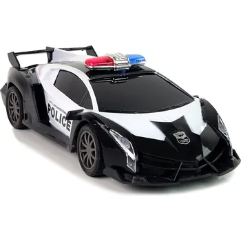 RC model auta LEAN Toys Policejní závodní auto Policejní vozidlo 1:16 LED světla Dálkově ovládaná BARVA ČERNÁ