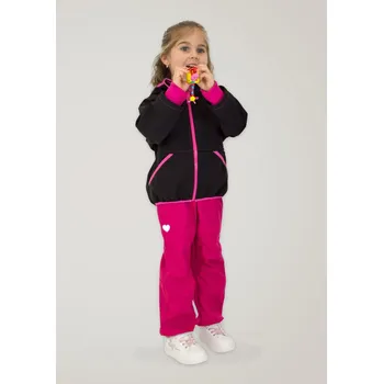 Chlapecká bunda Kocour Mourek Bunda softshellová ČERNÁ S RŮŽOVOU s fleecem Velikost 158/164
