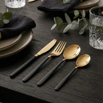 Příbor Sada příborů pro 6 osob z nerezové oceli NOBLE GOLD-Black 24 el.