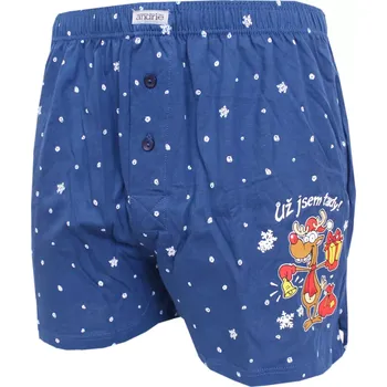 Pánské spodní prádlo Pánské trenky s vánočním motivem Andrie PS 5773 petrol velikost L-50/52