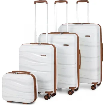 Kono K2094L Sada kufrů 4ks spinner 30cm 55cm 66cm 76cm Krémový Polypropylen