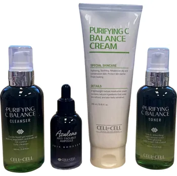 CELL BY CELL - PURIFYING & CALMING ROUTINE SET - Kompletní čtyřkroková péče pro muže s mastnou a aknózní pletí