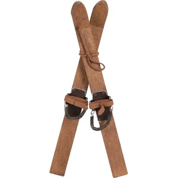 Malé dekorační vintage lyže s vázáním – 11x4x28 cm