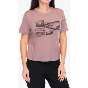 Dámská móda Dámské tričko s potiskem Icebreaker Merino 150 Tech Lite SS Crop Tee The Climb - summit