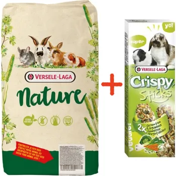 Krmivo pro hlodavce VERSELE-LAGA Cuni Nature 9kg + VERSELE LAGA Crispy Sticks Rabbits-Guinea Pigs Vegetsbles 110 g – 2 zeleninové tyčinky pro králíky a morčata ZDARMA
