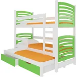 ADRK Soria patrová postel pro 3 děti včetně roštů a matrací Zvolte variantu: Borovice + zelená