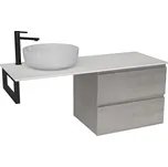 CERANO - Deska z litého mramoru Elanys - 120x46,5x1,2 cm - skříňka Carole 59 cm - betonově šedá - konzole černá