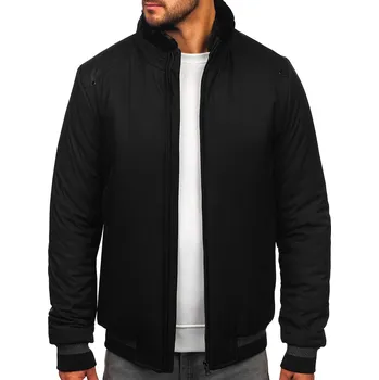 Pánské oblečení Černá pánská zimní bunda s kožíškem Bolf 22M333 - 2XL/56