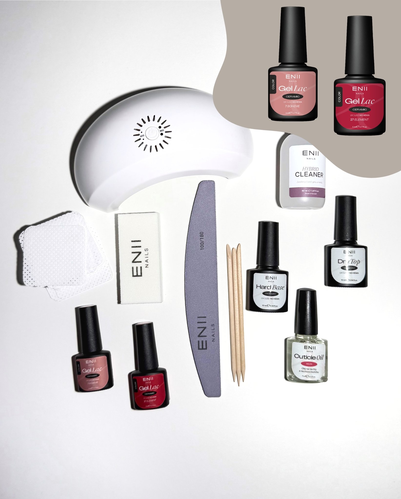 ENII NAILS ENII Gel Lak Startovací Sada s lampou 24W - Red & Nude Edition