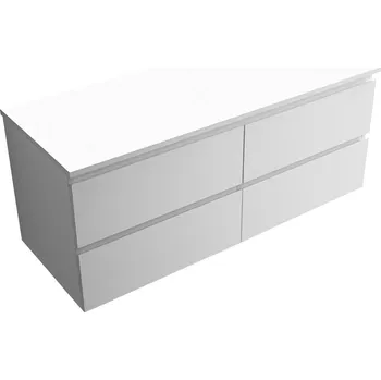 Koupelnový nábytek CERANO - Koupelnová skříňka Carole s deskou pod umyvadlo z litého mramoru Elanys - 12 mm - bílá matná - 140x49,8x46,5 cm