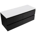 CERANO - Koupelnová skříňka Carole s deskou pod umyvadlo z litého mramoru Elanys - 12 mm - černá matná - 160x49,8x46,5 cm