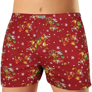 Trenýrky Pánské trenky s vánočními soby Andrie PS 5774 bordo velikost XL-54/56