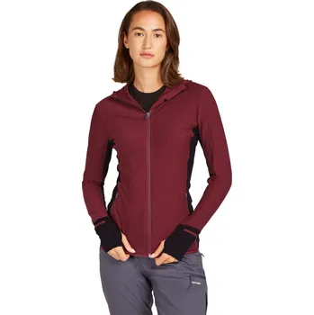 Dámské oblečení Dámská merino mikina s kapucí ICEBREAKER Wmns Descender LS Zip Hood, Port/Black velikost: XL