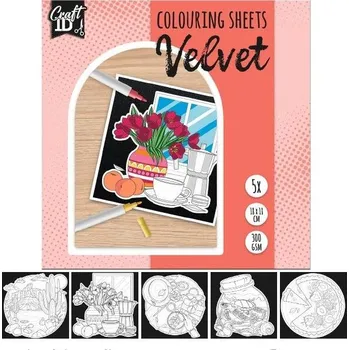 Antistresové omalovánky SMT Creatoys s.r.o. Sametové vybarvovací obrázky, 5ks 18 x18 cm červené