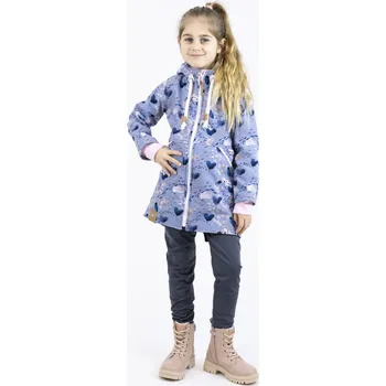 Chlapecká bunda Kocour Mourek Kabát - parka softshellová SRDÍČKA MODRÁ na bledě modré Velikost 122