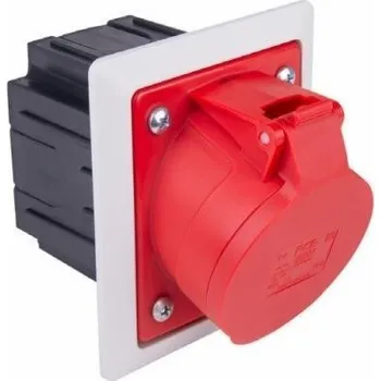 PCE Panelová zásuvka s krabicí 16A 5P 400V /80x97/ červená IP44 TWIST 415-6pkr