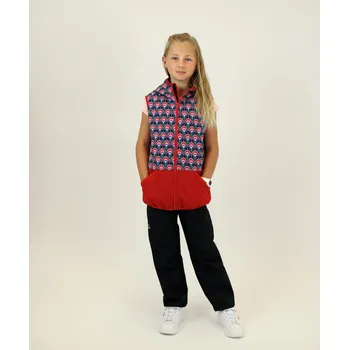 Kocour Mourek Softshellová dětská vesta ROSTLINKY s červenou Velikost 128/134