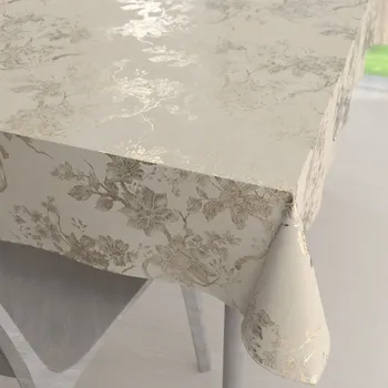 ubrus Sametový obdélníkový ubrus Isabela Flower IBL-023 Zlaté květy na krémovém 50x100 cm