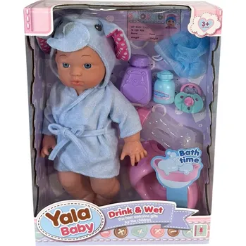 Panenka Koupací panenka Yala Baby v županu pijící a čůrající 35 cm