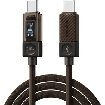 ESSAGER Crystal Clear opletený nabíjecí a datový kabel - USB-C na USB-C - 1 m - hnědý