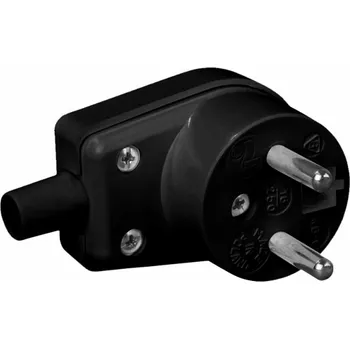 vypínač a zásuvka Elektro-Plast Úhlová zástrčka s uzemněním 16A 250V černá WB-6 (3300-02)