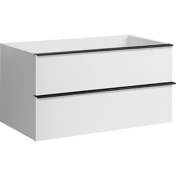 Koupelnový nábytek CERANO - Koupelnová skříňka pod umyvadlo s úchytkou Velora - bílá matná, černá úchytka - 79x53x46 cm