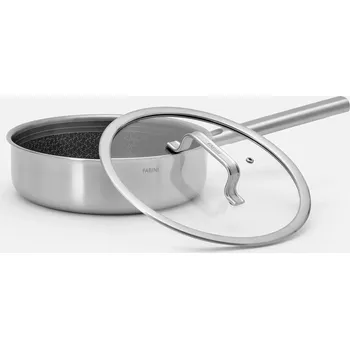 Pánev Hluboká pánev Hybrid, Ø 24 cm (2,5 l) - Nerezová beznýtová pánev s keramickým hybridním povrchem z vícevrstvé nerezové oceli s poklicí