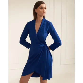 Dámské šaty šaty s vázáním S223 Barva: Modrá, Velikost: XS