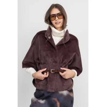 Dámské tričko Rino & Pelle Rino&Pelle kožešinová pelerína Dewi hnědá Velikost: 34