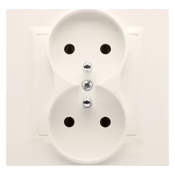 Elektrická zásuvka Kontakt-Simon Simon 10 dvojitá zásuvka s uzemněním 16A krémová (CGZ2/41)