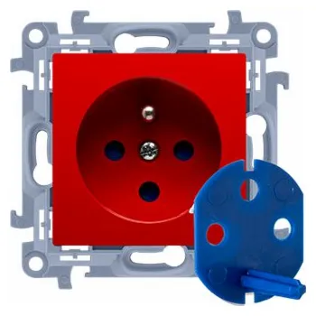 Elektrická zásuvka Kontakt-Simon Single Data zásuvka s autorizačním klíčem 16A červená (CGD1.01/22)