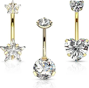 Piercing Sada zlacených piercingů do pupíku