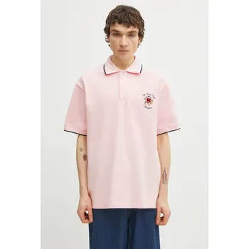 Bavlněné polo tričko Drôle de Monsieur Polo Piqué Slogan Rose, XL, růžová, 03X