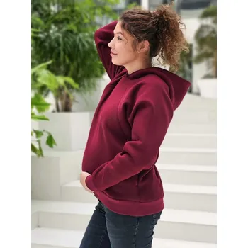 Těhotenská mikina Teplá těhotenská a kojicí mikina Warm-Mama 3v1 - burgundy, bavlněná Velikost: XS
