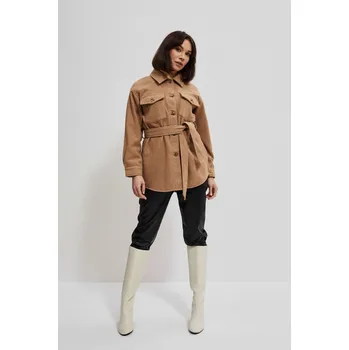 Dámské sako Podzimní košilové sako s páskem Marisse hnědá | krémová 2012790