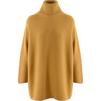 Dámský svetr DLOUHÝ SVETR S ROLÁKEM HOŘČICOVÝ PECA del SOL