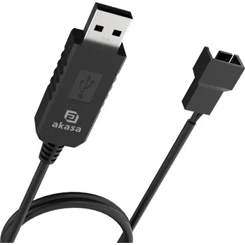 Prodlužovací kabel AKASA - 5V to 12V DC Step-Up Voltage Converter Cable for USB to 3-Pin & 4-Pin PC Fan - VÝPRODEJ