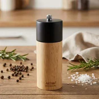 Mlýnek na koření Dřevěný ruční mlýnek na sůl a pepř 14 cm