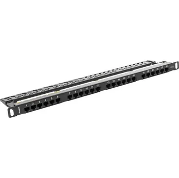 Racková skříň Lanberg | PATCH PANEL 24 PORTŮ 0,5U 19" CAT.6 UTP ČERNÝ