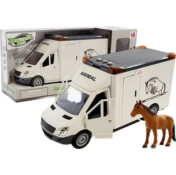 autíčko LEAN Toys Koně Dopravní Vozidlo Bílá