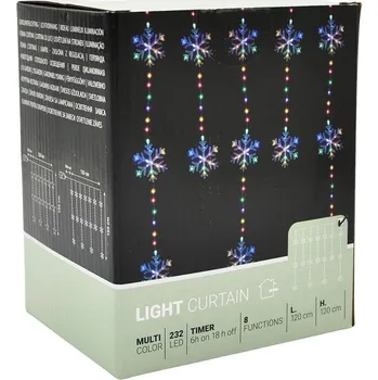 Vánoce Světelný závěs na vánoční stromek 120x120 CM 232LED MULTICOLOR sněhové vločky NEPLATÍ