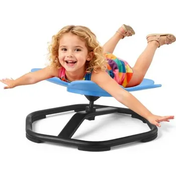 Dětská otočná židlička VEVOR, nosnost 100 kg, senzorická rotační židlička ve tvaru květiny, senzorická hračka pro autistické děti s protiskluzovou kovovou základnou, sedadlo pro batolata, koordinaci, rovnováhu, soustředění, modrá