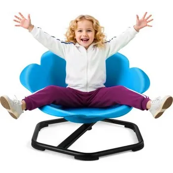 Dětsný nábytek Dětská otočná židlička VEVOR, nosnost 100 kg, senzorická rotační židlička válcového tvaru, senzorická hračka pro autistické děti s protiskluzovou kovovou základnou, sedadlo pro batolata, koordinaci, rovnováhu, zaměření, modrá