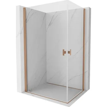 Sprchové dveře MEXEN/S - Mist-B Duo sprchový kout dveře křídlové 90 x 85, transparent, měď kartáčovaná 8A2-090-085-65-00